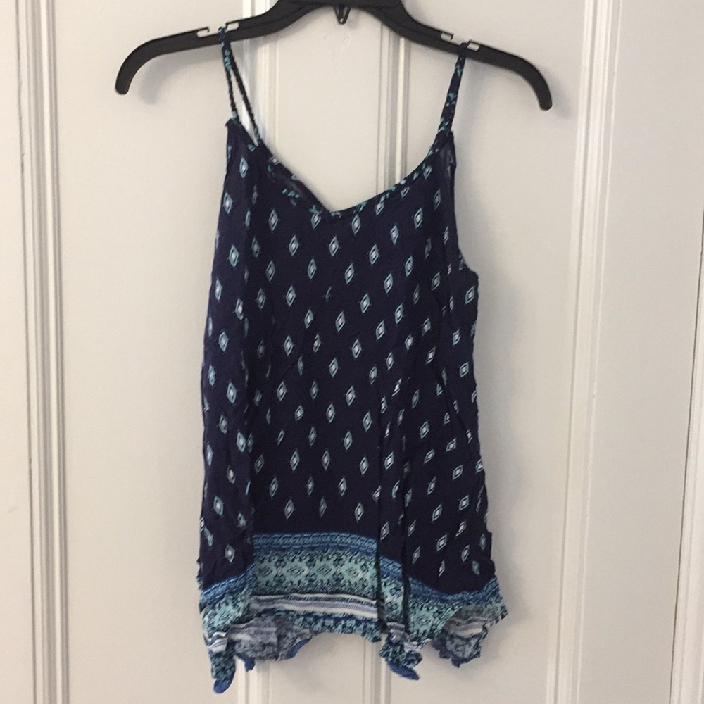 blue patterned tank